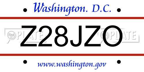 Z28JZO District Of Columbia License Plate