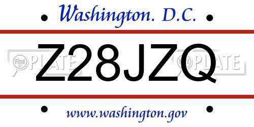 Z28JZQ District Of Columbia License Plate