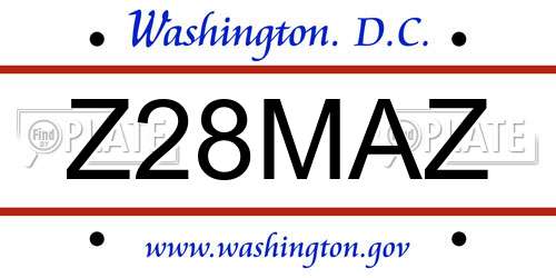 Z28MAZ District Of Columbia License Plate