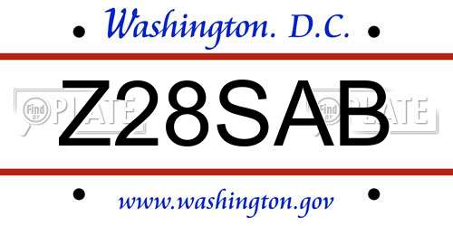 Z28SAB District Of Columbia License Plate