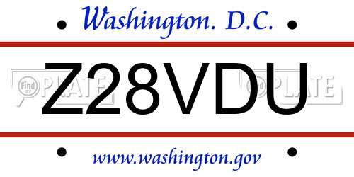 Z28VDU District Of Columbia License Plate