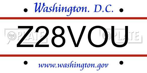 Z28VOU District Of Columbia License Plate