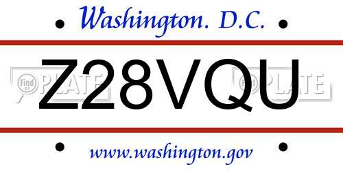 Z28VQU District Of Columbia License Plate