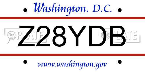 Z28YDB District Of Columbia License Plate
