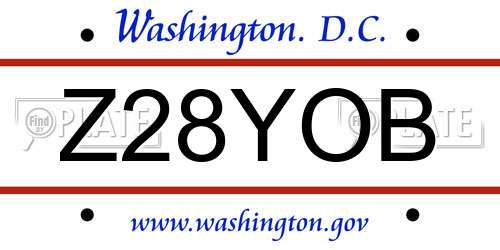 Z28YOB District Of Columbia License Plate