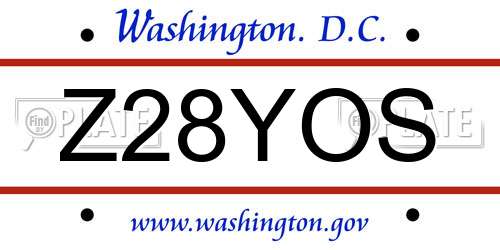 Z28YOS District Of Columbia License Plate