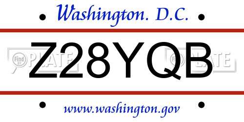 Z28YQB District Of Columbia License Plate