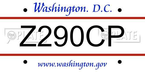 Z290CP District Of Columbia License Plate
