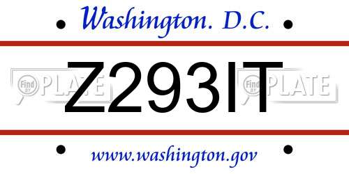 Z293IT District Of Columbia License Plate