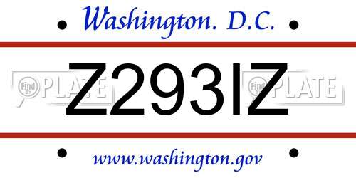 Z293IZ District Of Columbia License Plate