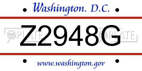 Z2948G District Of Columbia License Plate