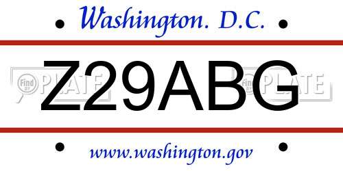 Z29ABG District Of Columbia License Plate