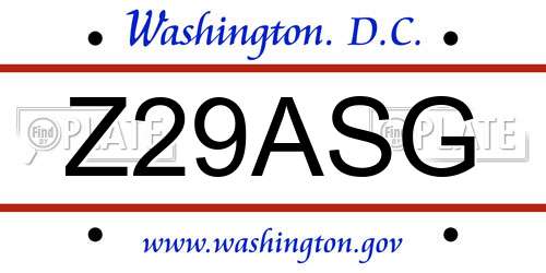 Z29ASG District Of Columbia License Plate