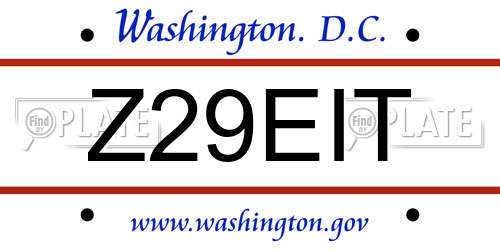 Z29EIT District Of Columbia License Plate
