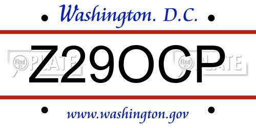 Z29OCP District Of Columbia License Plate