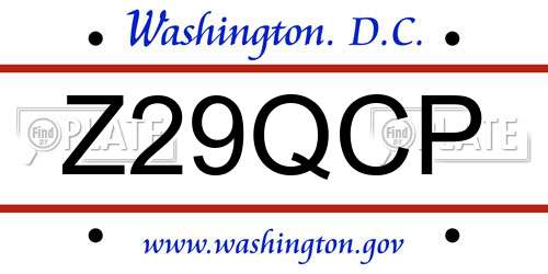 Z29QCP District Of Columbia License Plate