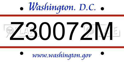 Z30072M District Of Columbia License Plate