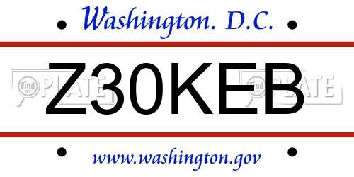 Z30KEB District Of Columbia License Plate