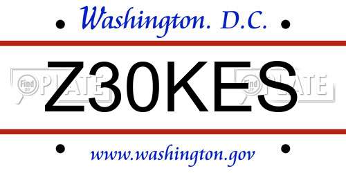Z30KES District Of Columbia License Plate