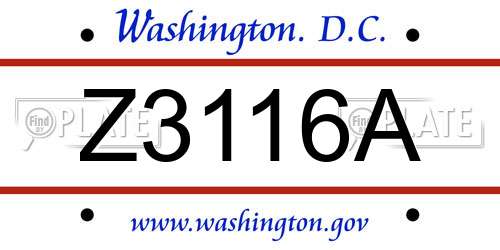 Z3116A District Of Columbia License Plate