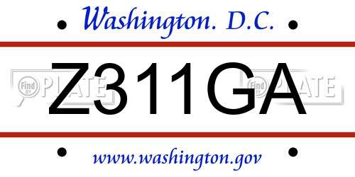 Z311GA District Of Columbia License Plate