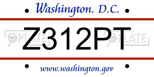 Z312PT District Of Columbia License Plate