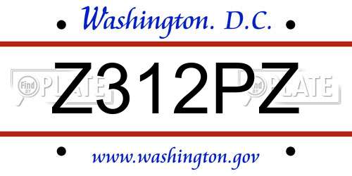 Z312PZ District Of Columbia License Plate