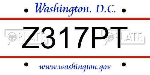 Z317PT District Of Columbia License Plate