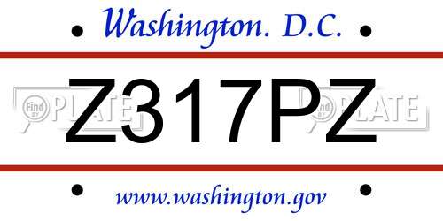Z317PZ District Of Columbia License Plate