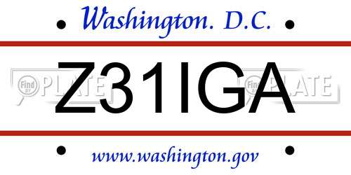 Z31IGA District Of Columbia License Plate
