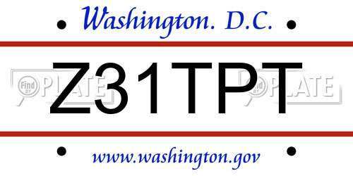 Z31TPT District Of Columbia License Plate