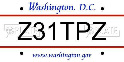 Z31TPZ District Of Columbia License Plate