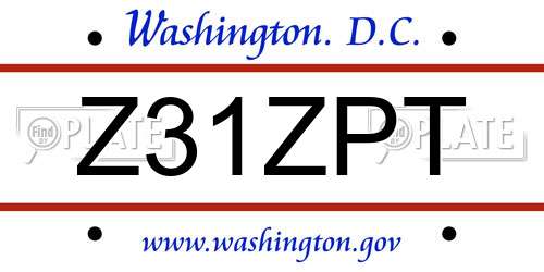 Z31ZPT District Of Columbia License Plate