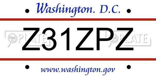Z31ZPZ District Of Columbia License Plate