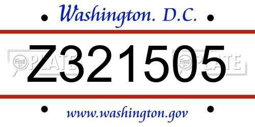 Z321505 District Of Columbia License Plate