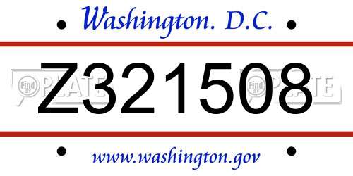 Z321508 District Of Columbia License Plate