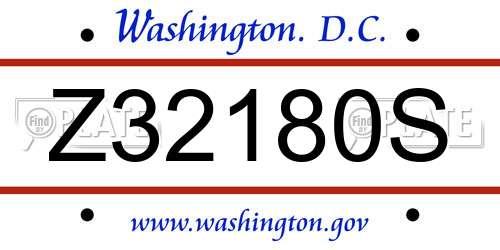 Z32180S District Of Columbia License Plate