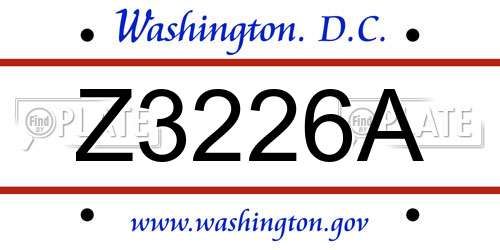 Z3226A District Of Columbia License Plate