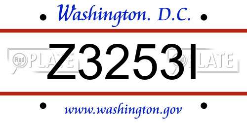 Z3253I District Of Columbia License Plate