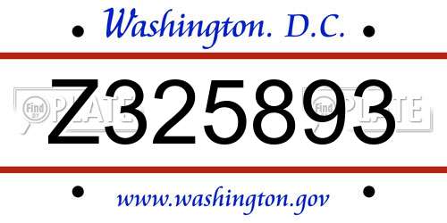 Z325893 District Of Columbia License Plate