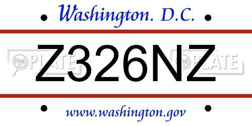 Z326NZ District Of Columbia License Plate