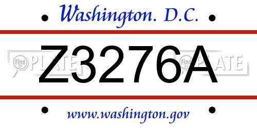 Z3276A District Of Columbia License Plate