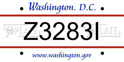 Z3283I District Of Columbia License Plate