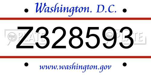Z328593 District Of Columbia License Plate