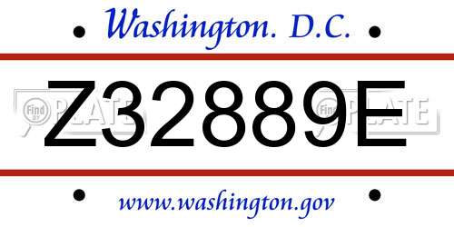 Z32889E District Of Columbia License Plate