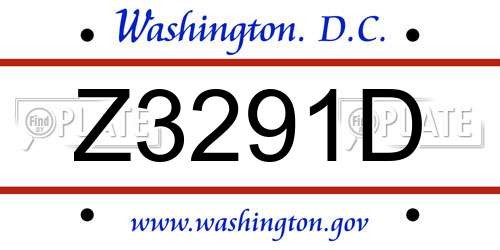 Z3291D District Of Columbia License Plate