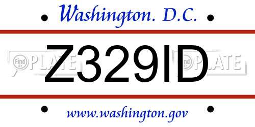 Z329ID District Of Columbia License Plate