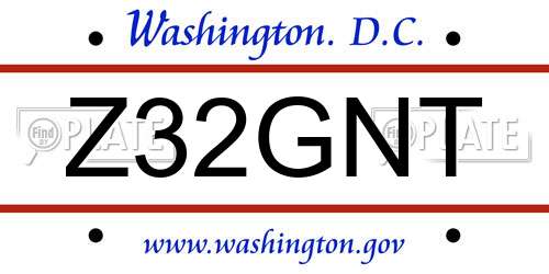 Z32GNT District Of Columbia License Plate