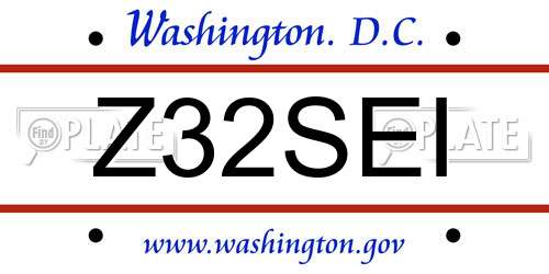 Z32SEI District Of Columbia License Plate