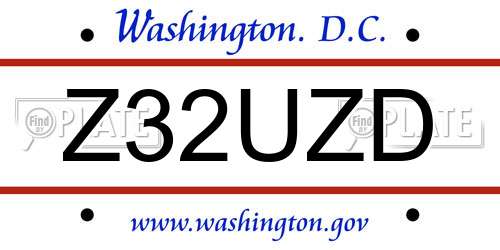Z32UZD District Of Columbia License Plate